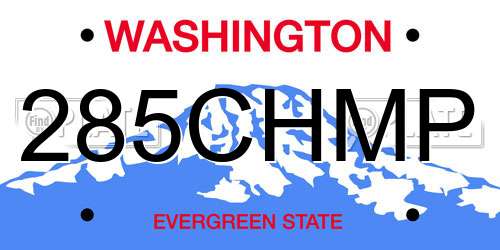 285CHMP Washington License Plate