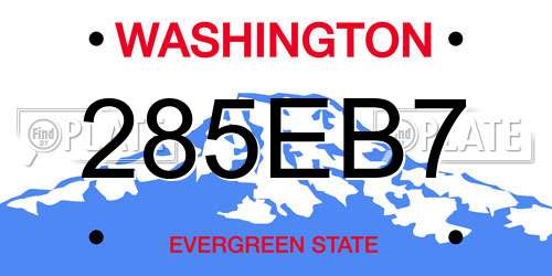 285EB7 Washington License Plate