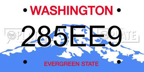 285EE9 Washington License Plate
