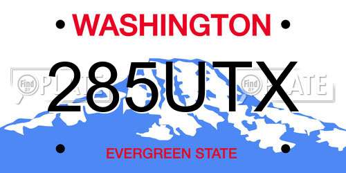 285UTX Washington License Plate
