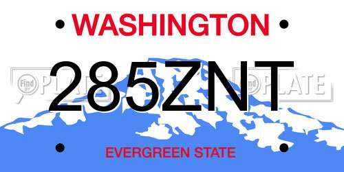 285ZNT Washington License Plate