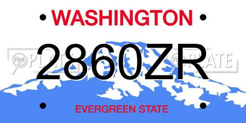 2860ZR Washington License Plate