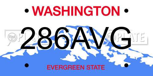 286AVG Washington License Plate