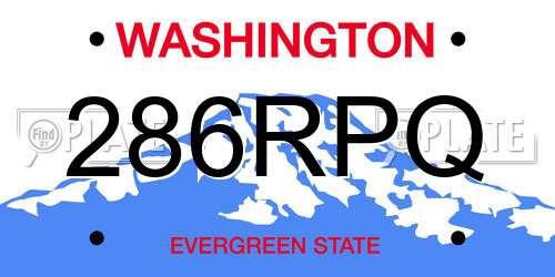 286RPQ Washington License Plate