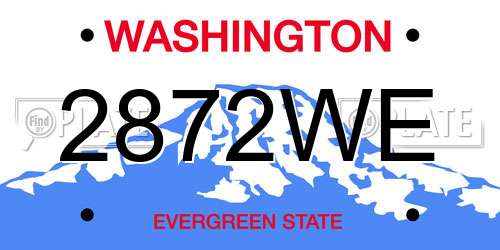 2872WE Washington License Plate
