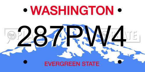 287PW4 Washington License Plate