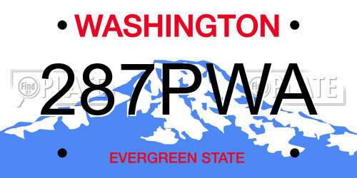 287PWA Washington License Plate