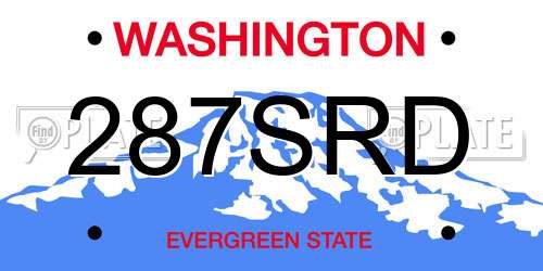 287SRD Washington License Plate