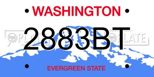 2883BT Washington License Plate
