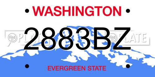 2883BZ Washington License Plate