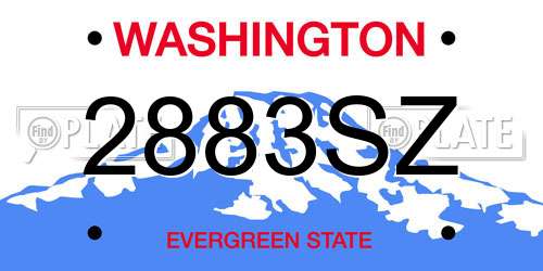 2883SZ Washington License Plate