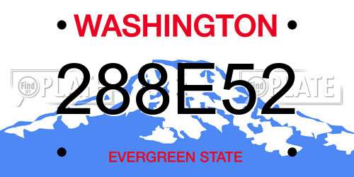 288E52 Washington License Plate