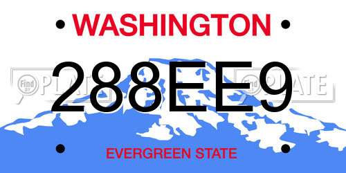 288EE9 Washington License Plate