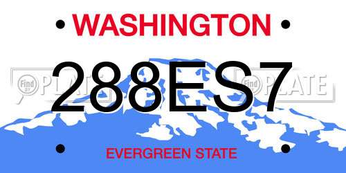 288ES7 Washington License Plate