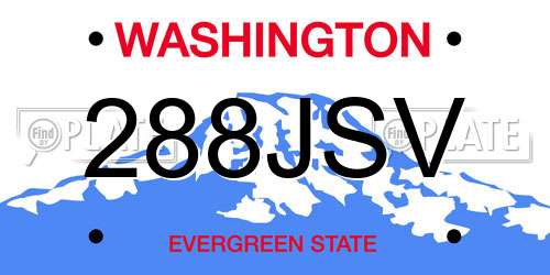 288JSV Washington License Plate
