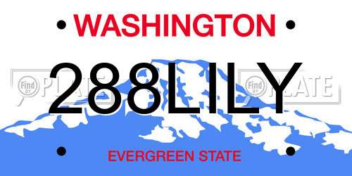 288LILY Washington License Plate