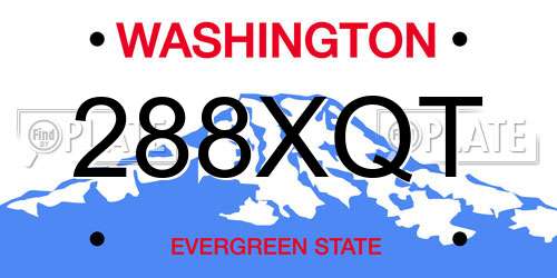 288XQT Washington License Plate