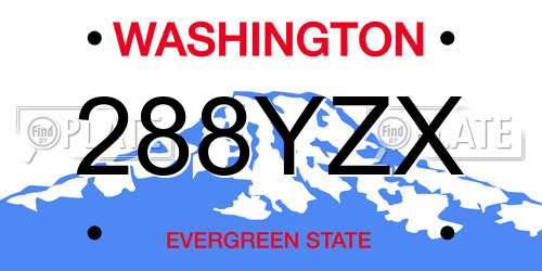 288YZX Washington License Plate