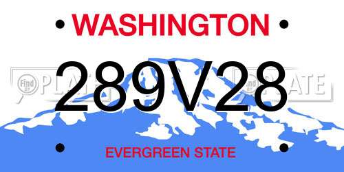289V28 Washington License Plate