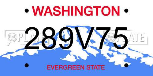289V75 Washington License Plate