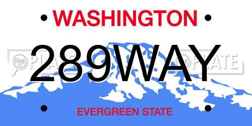 289WAY Washington License Plate