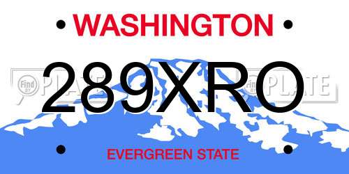 289XRO Washington License Plate