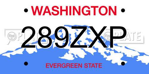 289ZXP Washington License Plate