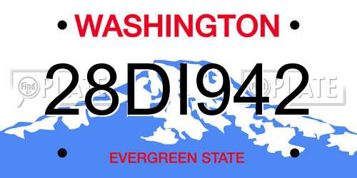 28DI942 Washington License Plate