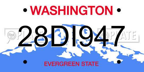 28DI947 Washington License Plate