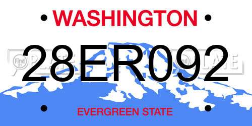28ER092 Washington License Plate