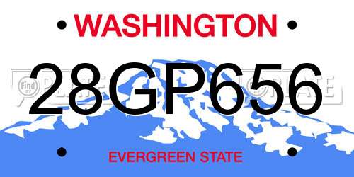 28GP656 Washington License Plate