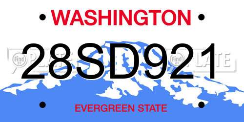28SD921 Washington License Plate