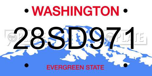 28SD971 Washington License Plate