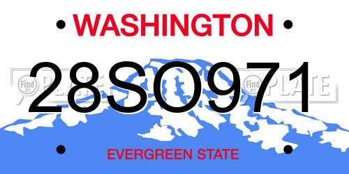 28SO971 Washington License Plate