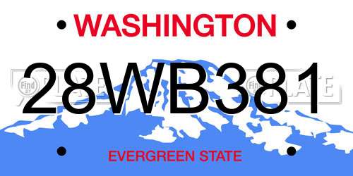 28WB381 Washington License Plate