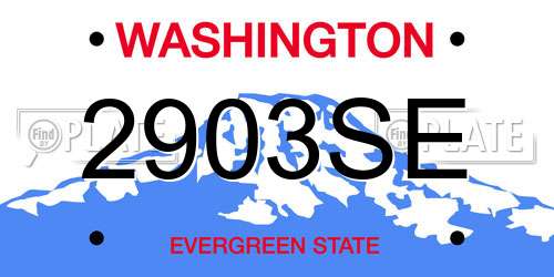 2903SE Washington License Plate