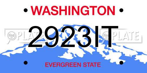 2923IT Washington License Plate
