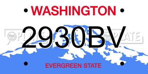 2930BV Washington License Plate