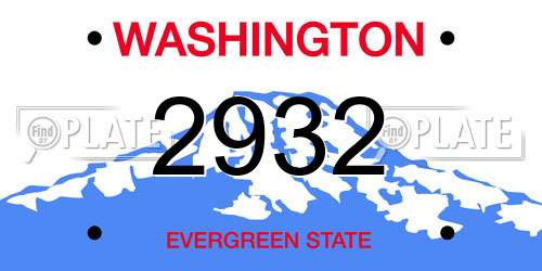 2932 Washington License Plate