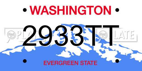 2933TT Washington License Plate