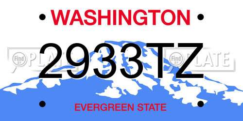 2933TZ Washington License Plate