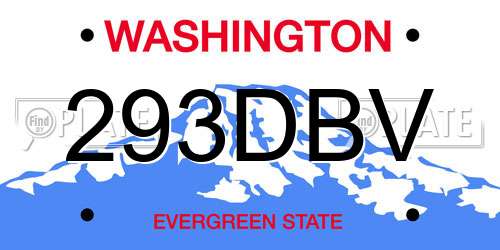 293DBV Washington License Plate