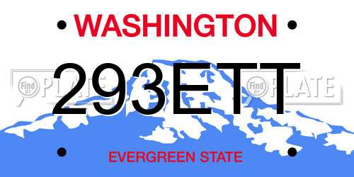 293ETT Washington License Plate