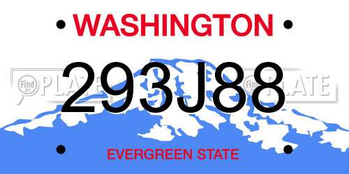 293J88 Washington License Plate