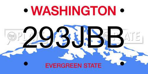 293JBB Washington License Plate