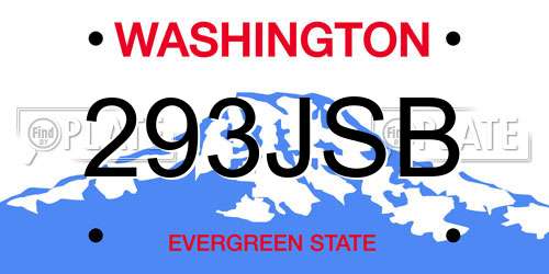 293JSB Washington License Plate