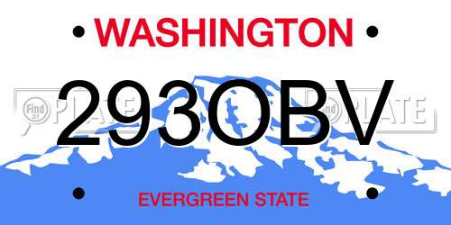 293OBV Washington License Plate