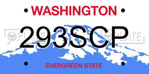 293SCP Washington License Plate