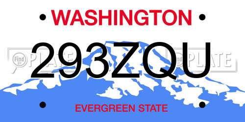 293ZQU Washington License Plate