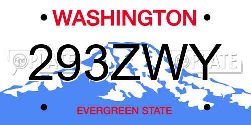 293ZWY Washington License Plate